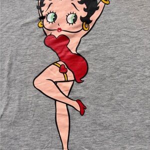 Betty Boop Gray T-Shirt with Black and Red Logo